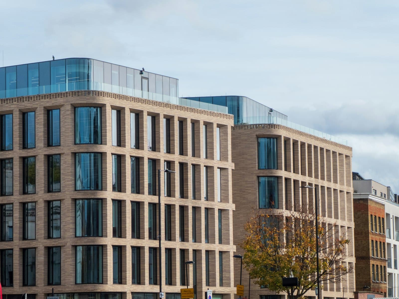 Modern stone and glass office building in London